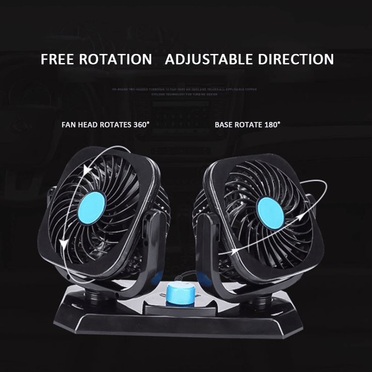 Double Head Plastic Small24V Portable Mini 12V Electric DC Cooling Car Fan