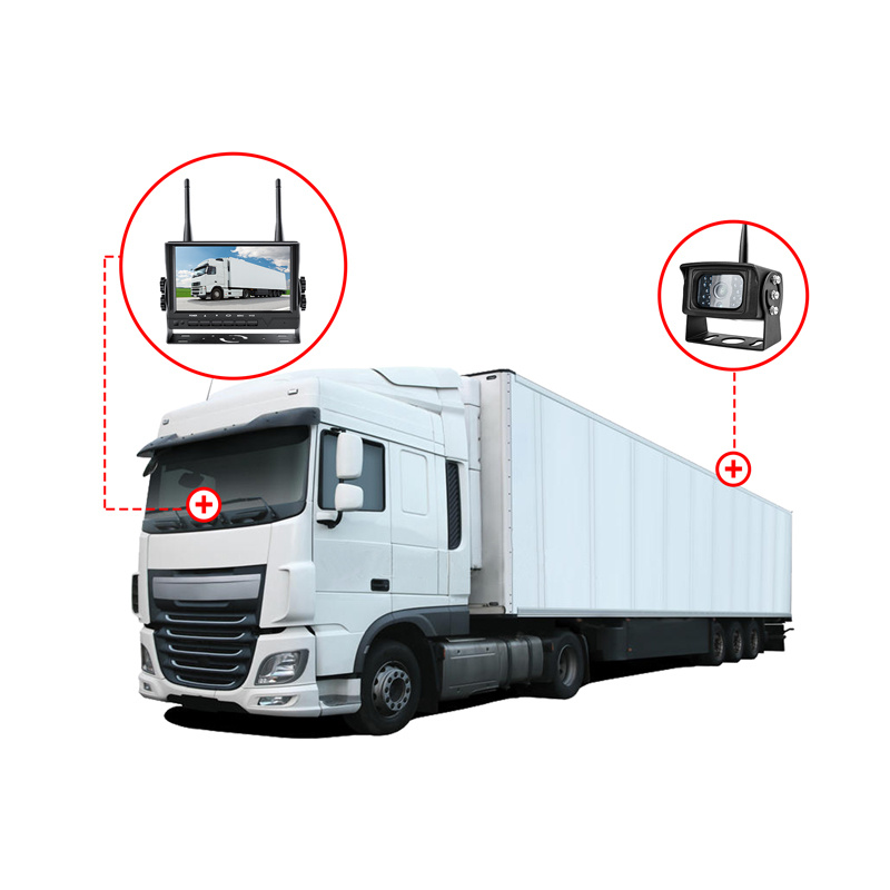 2.4G Wireless Truck Car Reverse Backup Rear View Camera DVR System with Monitor for Auto Vehicle Parking Assist Aid Waterproof