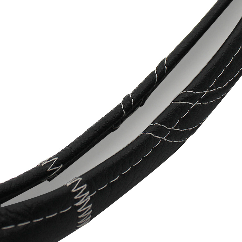 Stylish Car Vehicle PVC Faux Leather Anti-Slip Steering Wheel Wrap Cover Black