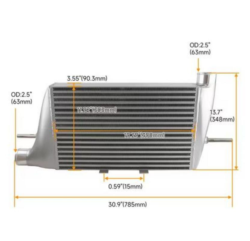 Car Intercooler Fmic Front Mount Intercooler Performance Fits for Lancer Evolution Evo X 2.0L Turbo Engine 2008-2015 Black/Silver Best Selling Products