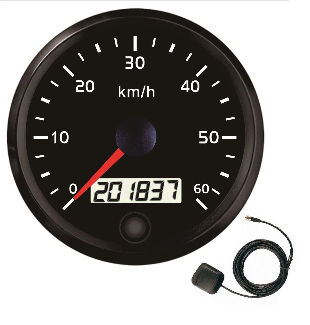 Wholesale Factory Supply 85mm 3 3/8 Inch 100mm 10 Colors 60mph GPS Speedometer Tachometer Fuel Level White LED Black Faceplate Car Marine Speedometer Supplier